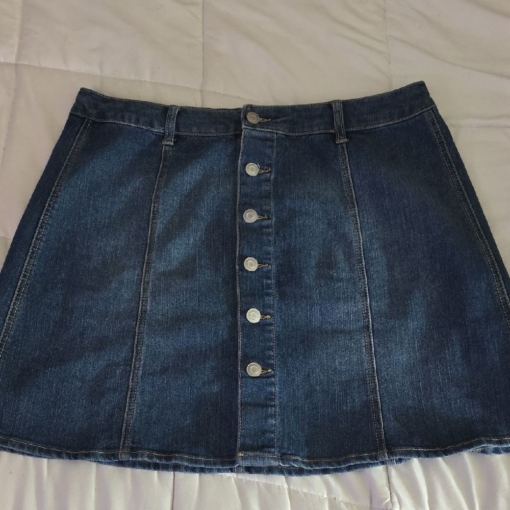 love, Fire Dark Blue Button-Front Mini Skirt Size 14